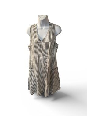 Coldwater Creek Striped Sleeveless V-Neck Tunic Dress in Black and White